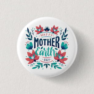 Handgezeichnete Mutter Erde Tag Design-23184 Button