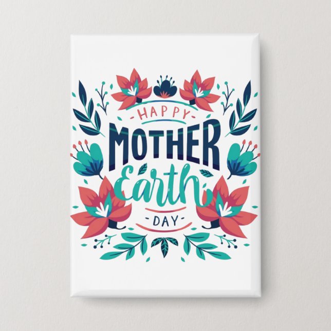 Handgezeichnete Mutter Erde Tag Design-23184 Button (Vorderseite)