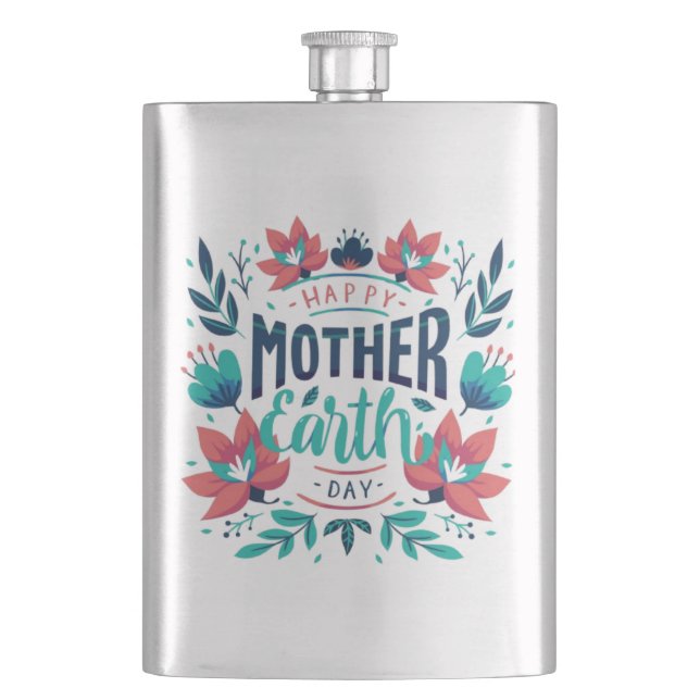 Handgezeichnete Mutter Erde Tag Design-23184 Flachmann (Vorderseite)