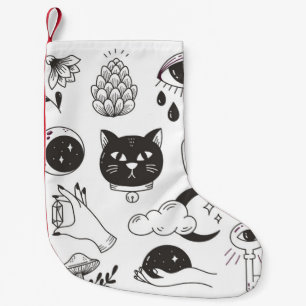 handgezeichnete mystische Tätowidoodle, Vintages A Kleiner Weihnachtsstrumpf