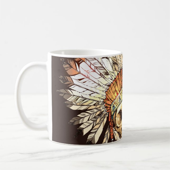 Handgezeichnete Native-Amerikanische Ureinwohner-H Kaffeetasse (Links)