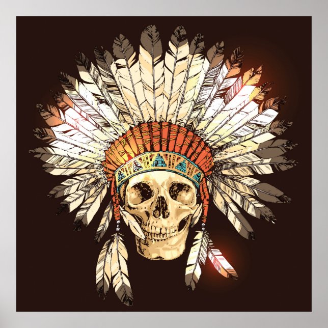 Handgezeichnete Native-Amerikanische Ureinwohner-H Poster (Vorne)