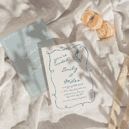 Handgezeichnete Nautische Hochzeit rettet das Datu Einladung