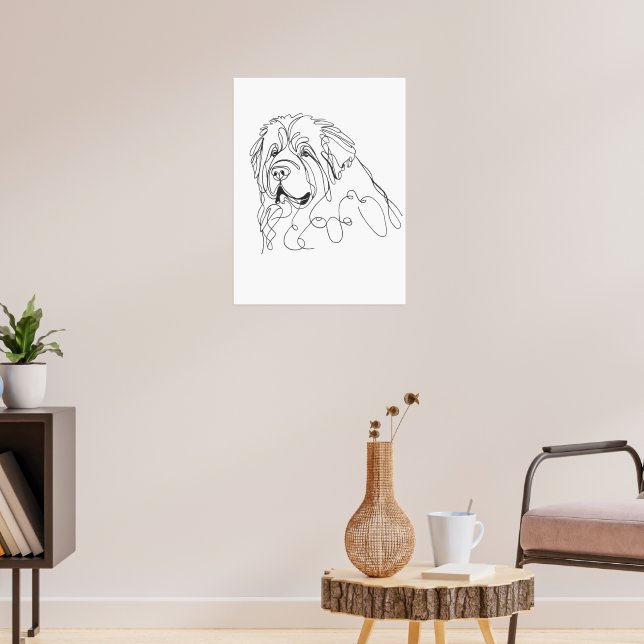 Handgezeichnete Neufundländer-Minimalismus-Linienk Poster (Wohnzimmer 3)