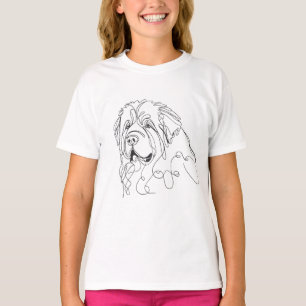 Handgezeichnete Neufundländer-Minimalismus-Linienk T-Shirt