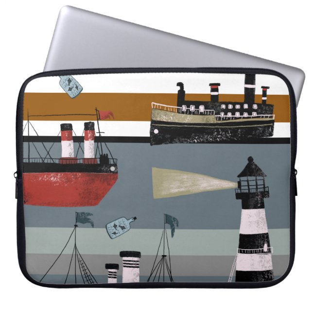 Handgezeichnete niedliche Cartoon Bleistift gr Laptopschutzhülle (Vorderseite)