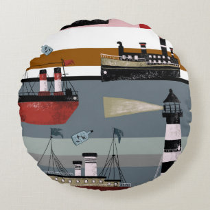 Handgezeichnete niedliche Cartoon Bleistift gr Rundes Kissen