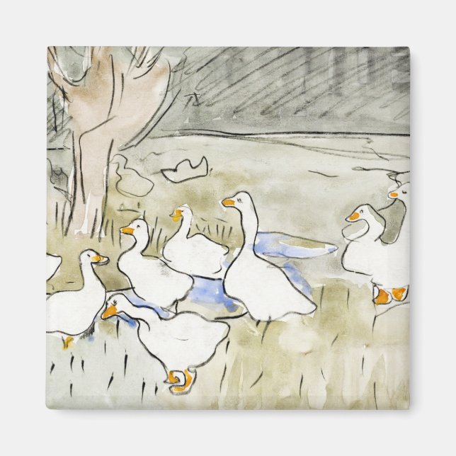 Handgezeichnete Niedliche Enten Fotos Weißente Kle Magnet (Vorne)