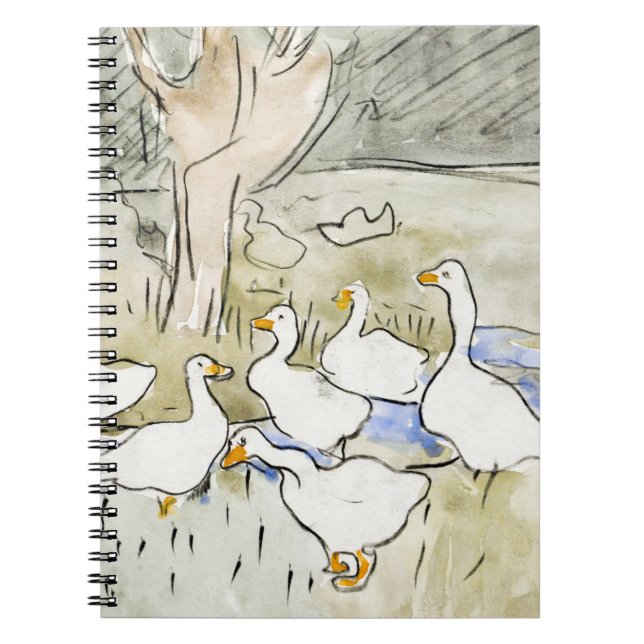 Handgezeichnete Niedliche Enten Fotos Weißente Kle Notizblock (Vorderseite)