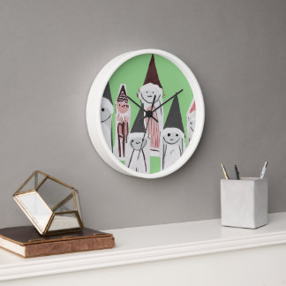 Handgezeichnete niedliche kleine Weihnachtsfiguren Uhr