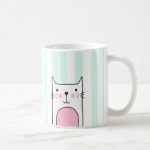 Handgezeichnete Niedliche Pink Cat Kaffee Tasse - 