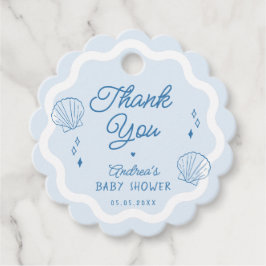 Handgezeichnete Ocean Muschel Kinderdusche Danke Geschenkanhänger