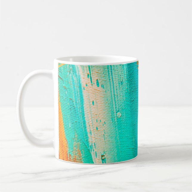 Handgezeichnete Ölmalerei. Abstrakter Kunsthinterg Kaffeetasse (Links)