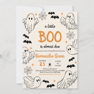 Handgezeichnete Orange A Little Boo Babyparty Einladung