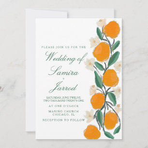 Handgezeichnete orange botanische abstrakte Hochze