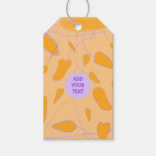 Handgezeichnete Orangenblätter Geschenkanhänger (Vorderseite)