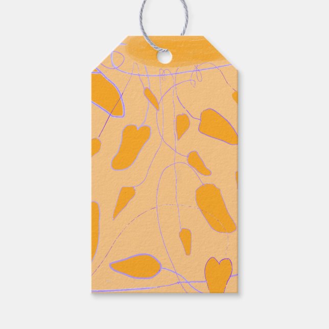 Handgezeichnete Orangenblätter Geschenkanhänger (Vorderseite)