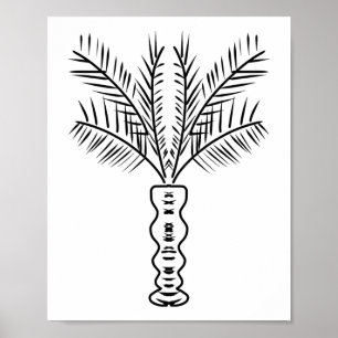 Handgezeichnete Palme in Schwarzweiß Poster