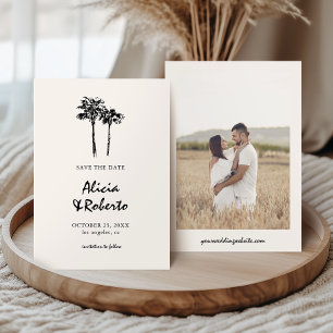 Handgezeichnete Palme Tropical Boho Budget-Hochzei Save The Date