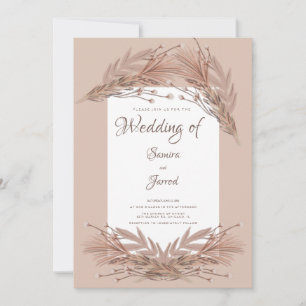 Handgezeichnete Pampas-Erdige Botanische Hochzeit Einladung