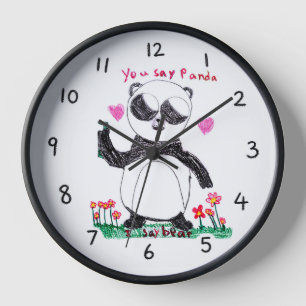 Handgezeichnete Panda-Uhr – Du sagst Panda, ich sa Uhr