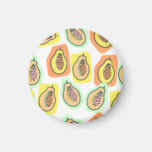 Handgezeichnete Papaya: Kreatives Vintage-Muster Magnet