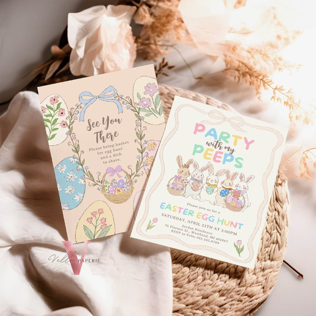 Handgezeichnete Pastel Bunny Easter Egg Hunt Brunc Einladung (Von Creator hochgeladen)
