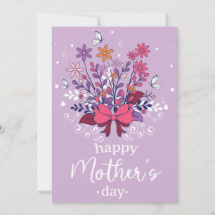 Handgezeichnete Pastell Blume Bouquet Happy Mother Karte