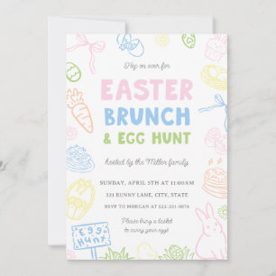 Handgezeichnete Pastell-Osterbrunch- und Ostereier