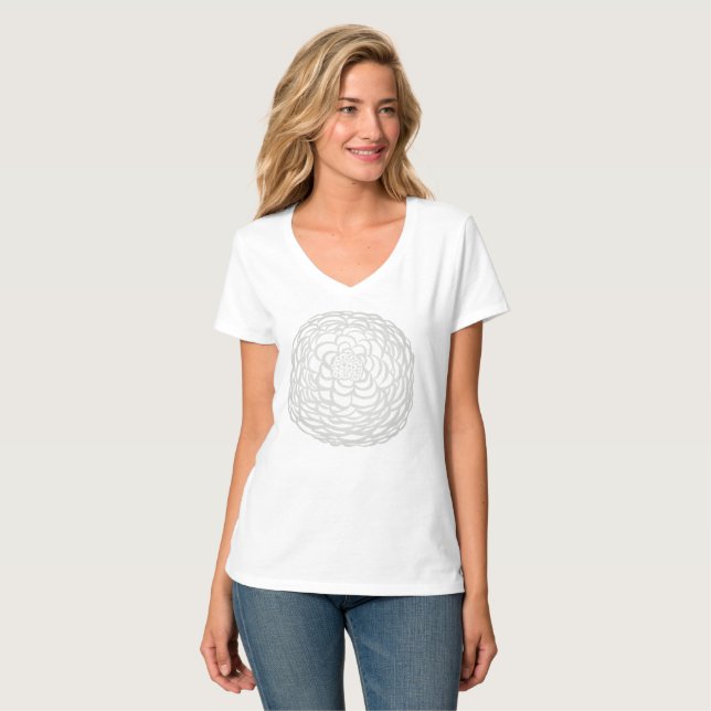 Handgezeichnete Pfingstrose T-Shirt (Vorderseite Vollansicht)