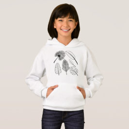 Handgezeichnete Pflanze Doodles Black and White Fl Hoodie