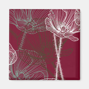 Handgezeichnete Pflaumen auf Rot Magnet