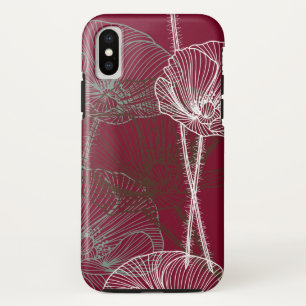 Handgezeichnete Pflücke auf dunkelrot iPhone X Hülle