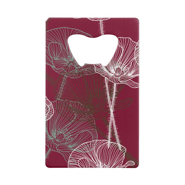 Handgezeichnete Pflücke auf dunkelrot Geldkarten Flaschenöffner (Vorderseite)