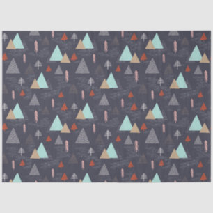 Handgezeichnete Pinienbäume im Schnee bei Nacht Seidenpapier