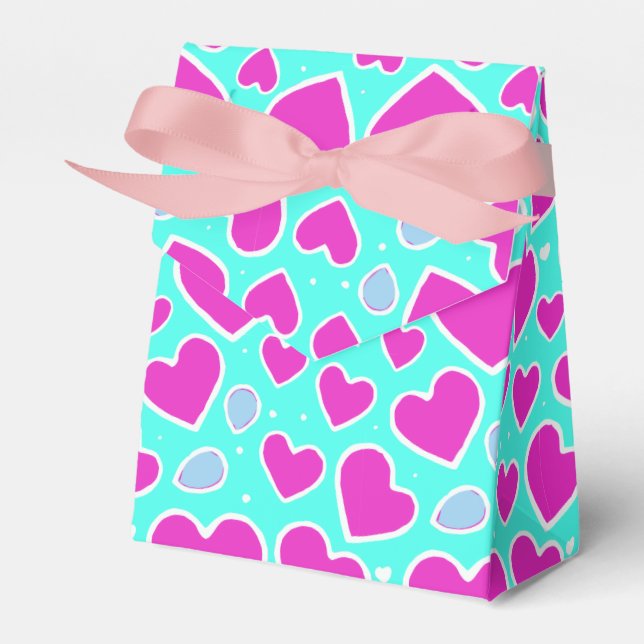Handgezeichnete Pink Heft Valentine Geschenktüte B Geschenkschachtel (Vorderseite)