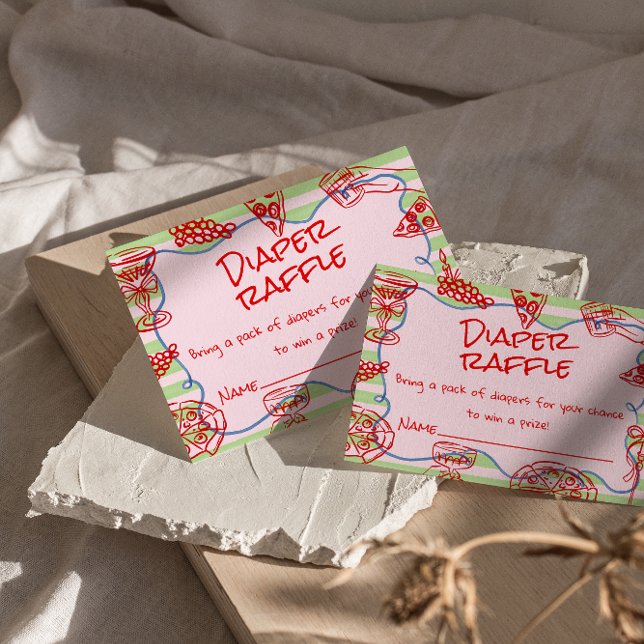 Handgezeichnete Pink Pizza Ciao Baby Windelwanne Begleitkarte (Von Creator hochgeladen)