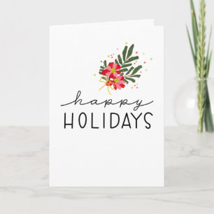 Handgezeichnete Poinsettien-Blumenstrauß-Illustrat Feiertagskarte