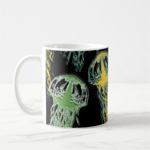 Handgezeichnete Quallenstruktur. Raster Hand gezog Kaffeetasse
