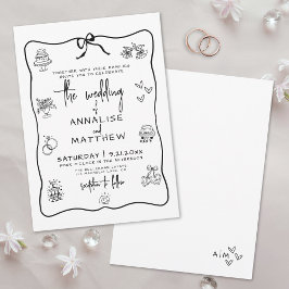 Handgezeichnete Quirky Whimsical Wedding Einladung