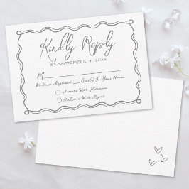Handgezeichnete Quirky Whimsical Wedding RSVP Karte
