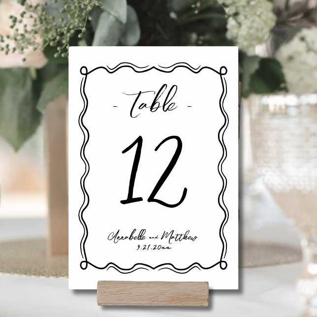 Handgezeichnete Quirky Whimsical Wedding Tischnummer (Hand Drawn Quirky Whimsical Wedding Table Number)