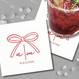 Handgezeichnete Red Bow Wedding Monogram Napkins Serviette