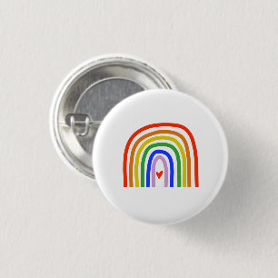 Handgezeichnete Regenbogen Primärfarben Weißes Her Button
