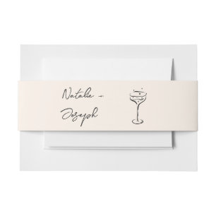 Handgezeichnete Retro-Champagner-Hochzeit Einladungsbanderole