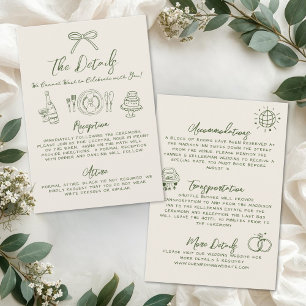 Handgezeichnete Retro-Hochzeitsdetails Begleitkarte