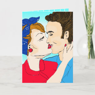Handgezeichnete Retro-Kunst für Paare Karte