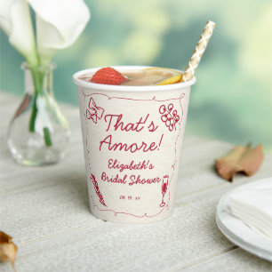 Handgezeichnete Retro-Rot-Italienische-Casual-Brau Pappbecher