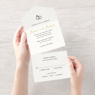Handgezeichnete Rings Doodle Moderne Hochzeit All-in-One-Einladung