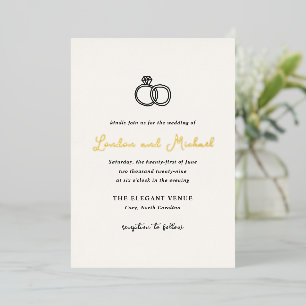 Handgezeichnete Rings Doodle Moderne Hochzeit Folieneinladung